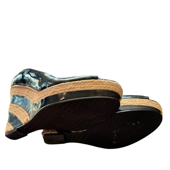 Calvin Klein Navy Patent Leather Heeled Wedge Espadrille Size 8.5 - Picture 9 of 10
